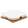 Altom Porcelanski set delikatesnih izdelkov na pladnju iz bambusa, 22 x 22 x 4,5 cm