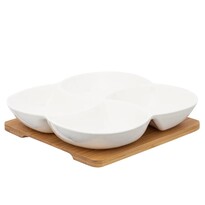 Altom Porcelanski set delikatesnih izdelkov na pladnju iz bambusa, 22 x 22 x 4,5 cm