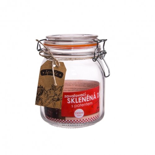 Orion steklena posoda z pokrovom Bela, 1 l