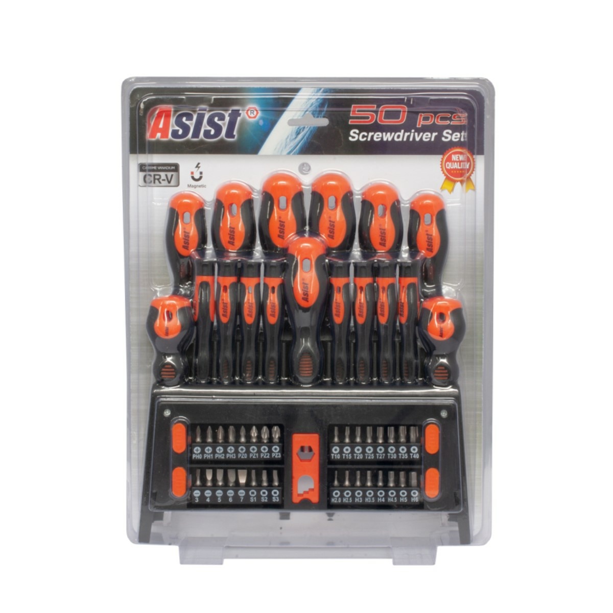 Asist AR33-2001 csavarhúzó és bit készlet, 50 db termék 2. képe
