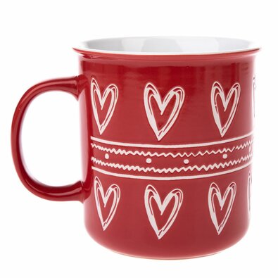 Świąteczny kubek ceramiczny Christmas heart II czerwony, 710 ml