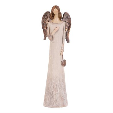 Angela iz poliresina s srcem, 20 cm, bež barva