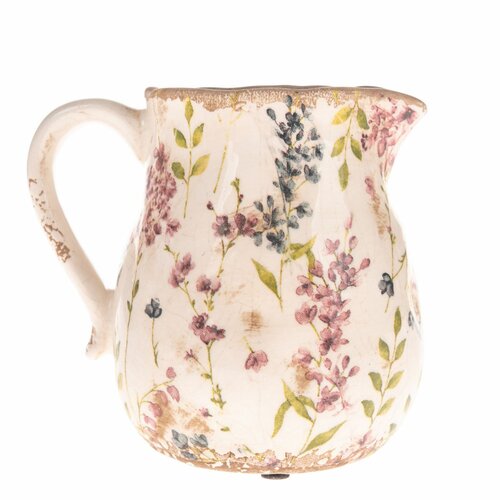Vaza ceramică uscată Vintage garden bej, 16 x 15,5x 13 cm