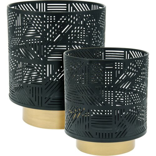 Metall-Laternen-Set Lighten 2 St., Schwarz