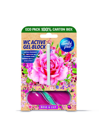 Ambipur WC Active gel blok rože &amp; lilije 45 g