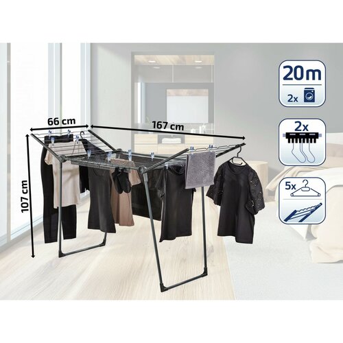 Leifheit Sušiak na bielizeň Pegasus 200 Solid Black