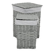 Set de coșuri de răchită pentru rufe Buline gri 2 bucăți, 2 dimensiuni, 40 x 60 x 40 cm