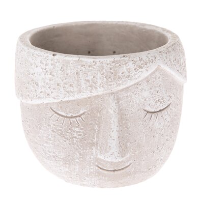 Бетонне кашпо для квіткового горщика Face білий, 15,5 x 11 x 14 см