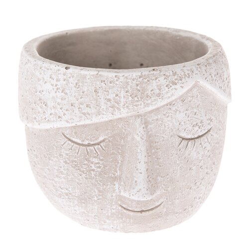 Бетонне кашпо для квіткового горщика Face білий, 15,5 x 11 x 14 см