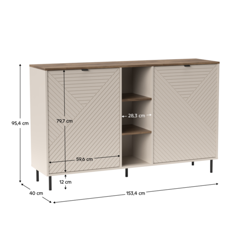 Komoda s policami EYCO, svetlobéžová