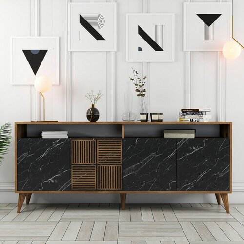 Schrank Milan 2 Walnut and Black Marble