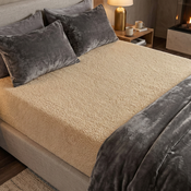 4Home Bettlaken Lammfelloptik Beige, 180 x 200 cm