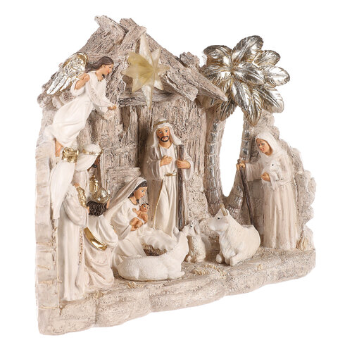 Božična dekoracija Betlém z LED osvetlitvijo,poliresi n, 20 cm