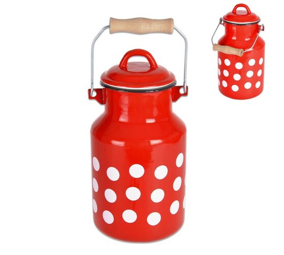 Cană de lapte Orion, 2l, roșu cu buline