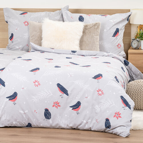4Home Pamut ágynemű Winter Robin , 140 x 220 cm,70 x 90 cm