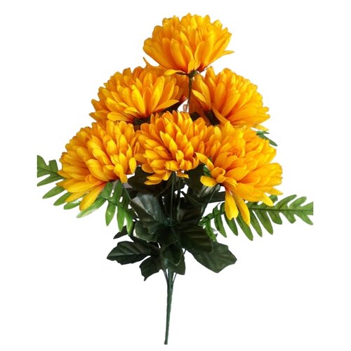 Umetni šopek krizantem, temno rumene, višina 58 cm