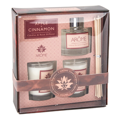 Komplet dyfuzor i świeczki Jabłko i cynamon