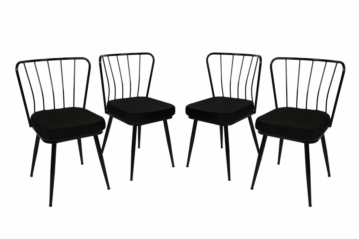 Set de scaune de sufragerie Yildiz Black, 4 buc., negru, 4 buc