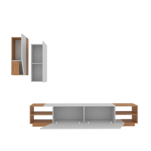 Zebra White and Teak TV-asztal szekrénnyel