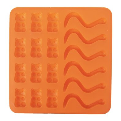 Orion Silikonform GUMMIBÄRCHEN/WÜRME 19 x 19 x 1 cm, orange