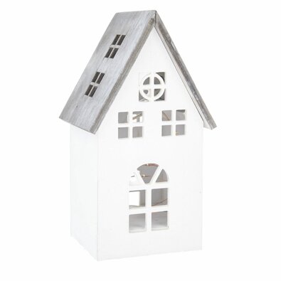 Decorațiune de Crăciun din lemn LED  Light house alb, 11,7 x 21,2 x 9,7 cm