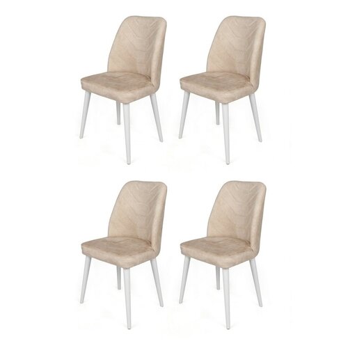 Sada jídelních židlí Dallas Beige and White, 4 ks
