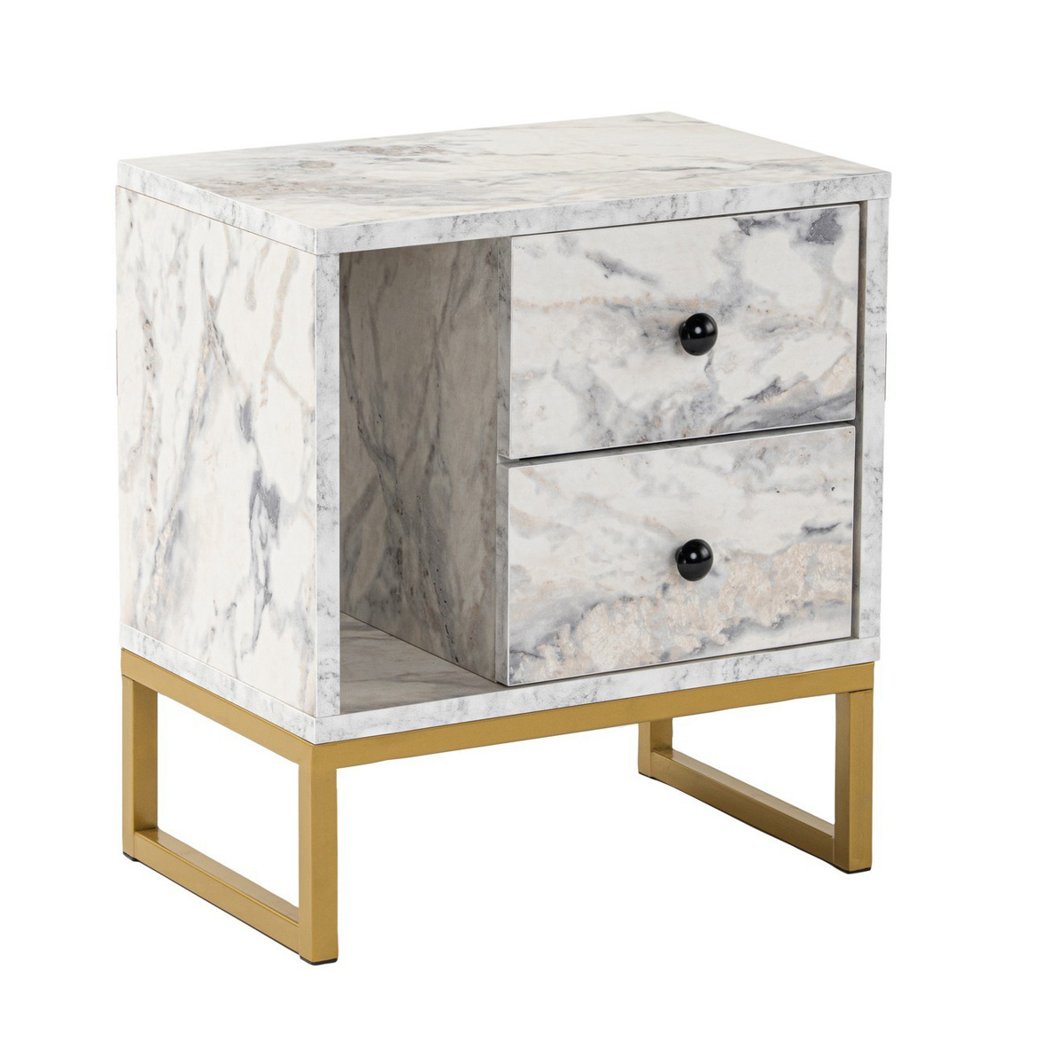 Noční stolek Glimmer Fressia Marble Gold