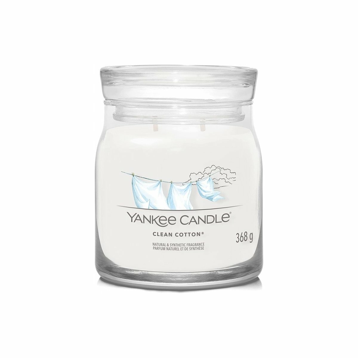 Levně Yankee Candle vonná svíčka Signature ve skle střední Clean Cotton, 368 g