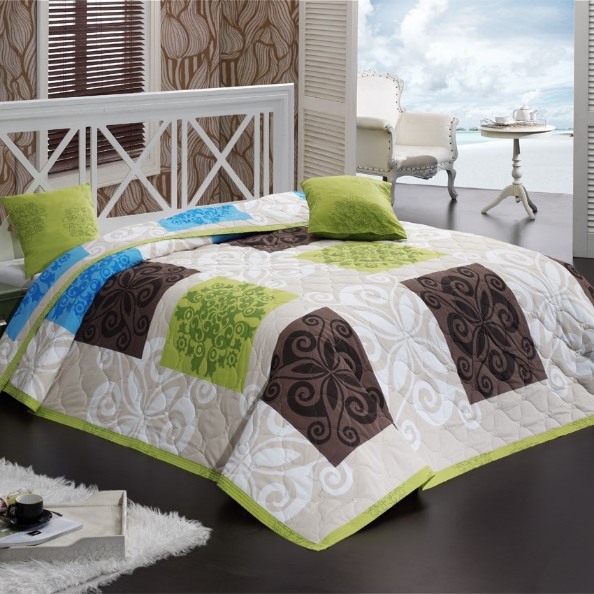 Bedtex prehoz Sedef Zelený 220x240 + 2x 40x40 cm