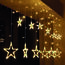 Solight LED vonkajší vianočný záves Hviezdy, šírka 3 m, 123 LED, IPP44, 3x AA, teplá biela
