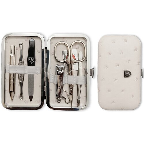 Kellermann 7412 damski zestaw do manicure, wzór skóry strusia, beżowy
