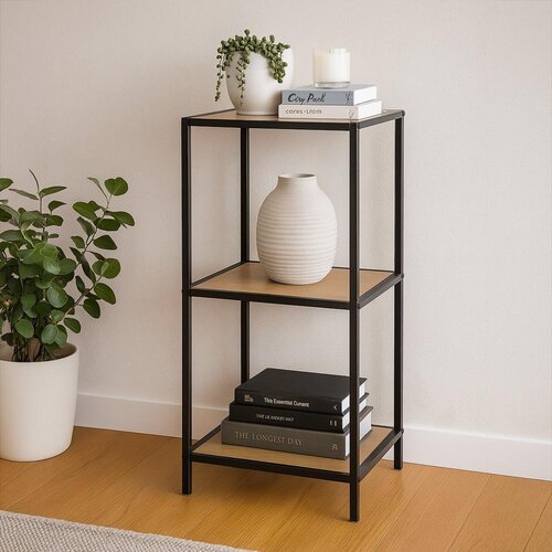 Kovový regál LOFTY Tower 3 OAK, 83 x 35 cm