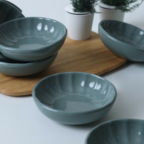 Sada 6 kameninových misek Laguna 12 cm, petrolejová