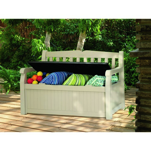 Ladă de depozitare pentru grădină cu bancă Keter Eden bej, 265 l, 140 x 60 x 84 cm