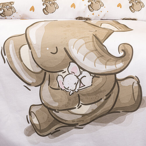 4Home Бавовняна постільна білизна для дитячого ліжечка Слоники, 100 x 135 см, 40 x 60 см