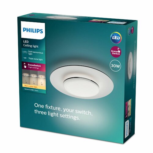 Philips 8720169195196 lampa sufitowa LED Garnet, czarny, 1x 30 W 3100 lm 2700 K IP20