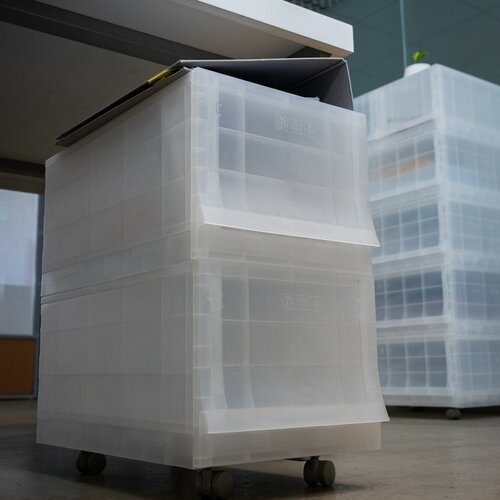 Modulare Aufbewahrungsbox Wave Junior Mist mit Rollen, 43,4 x 27,2 x 22 cm