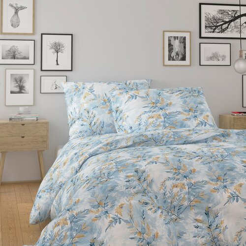 Kvalitex Bavlnené obliečky Nordic Yves modrá, 240 x 200 cm, 2x 70 x 90 cm