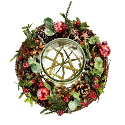 Božični okrašen svečnik Sedrino, 11 x 22 cm