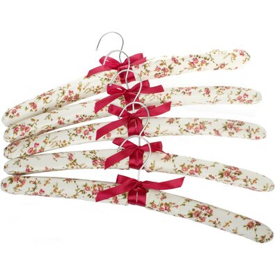 Set de 5 umerașe textile Flori, roșu