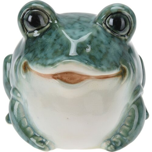 Gartendekoration Frosch, Porzellan, 13 x 9 x 7,5 cm