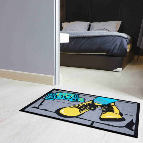 Grund Rohožka Boots siva-modra-rumena, 40 x 60 cm