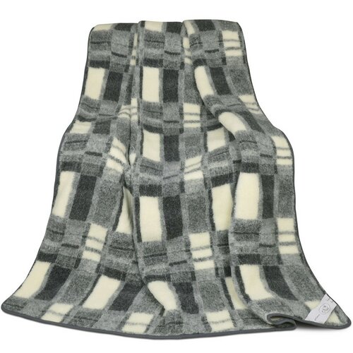 Volnena odeja Evropska merino Geometria siva, 155x 200 cm