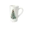 Díszített fa karácsonyi porcelán bögre, 550 ml