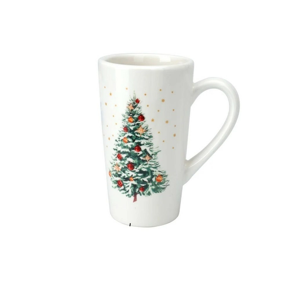 Díszített fa karácsonyi porcelán bögre, 550 ml akciós termékkép 1