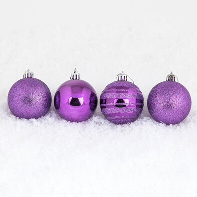 Vánoční koule 7 ks, fialová