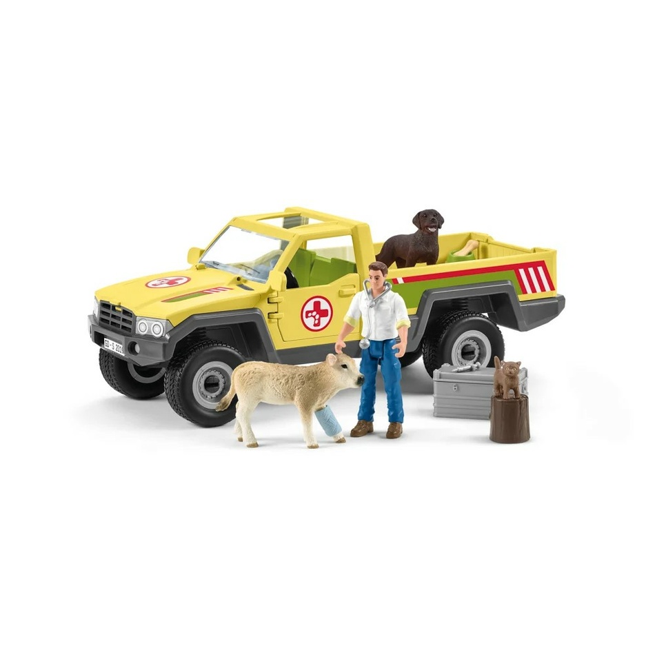 Schleich Záchranné terénní auto s veterinářem, 28 x 11 x 10,5 cm