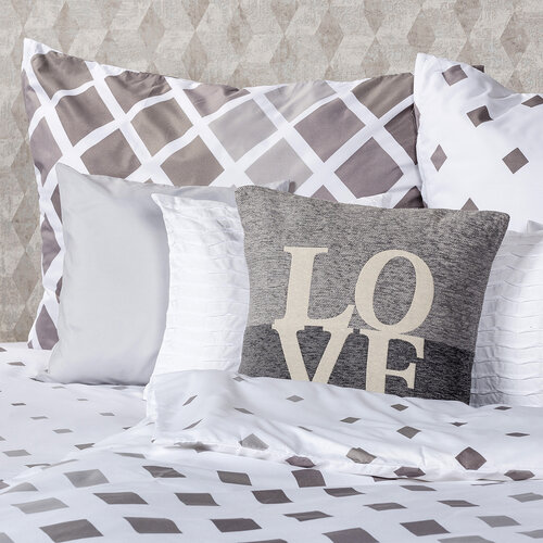 4Home Posteljnina Geometric siva mikro, 140 x 220cm, 70 x 90 cm