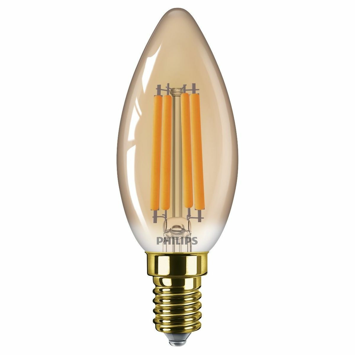 Fotografie Philips LED filament žárovka E14 B35 6W (40W) 1800K nestmívatelná, jantarová