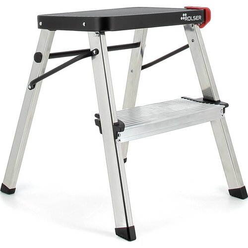 Rolser Otthoni összecsukható lépcső Taburete, 2 extra széles fok, fekete